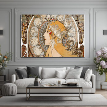 Art Nouveau Zodyak Güzeli Cam Tablo - Glazella Art Nouveau Zodyak Güzeli Cam Tablo - Glazella