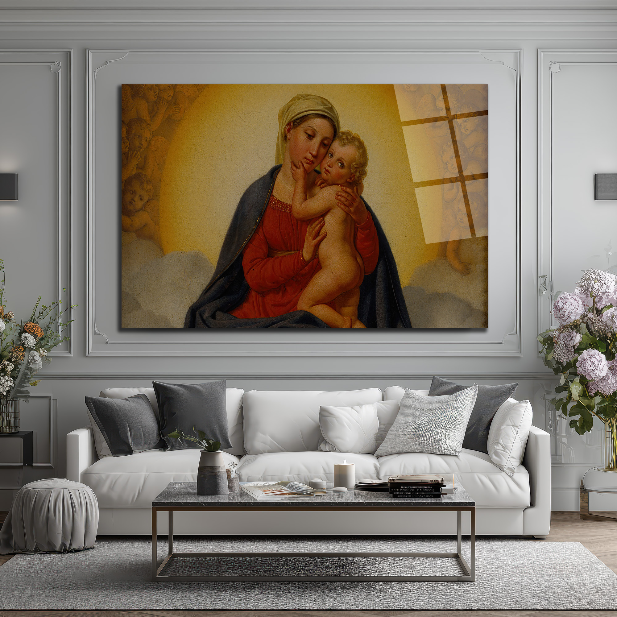 Madonna ve Çocuk Klasik Sanat Cam Tablo - Kutsal Aşkın İfadesi - Glazella Madonna ve Çocuk Klasik Sanat Cam Tablo - Kutsal Aşkın İfadesi - Glazella