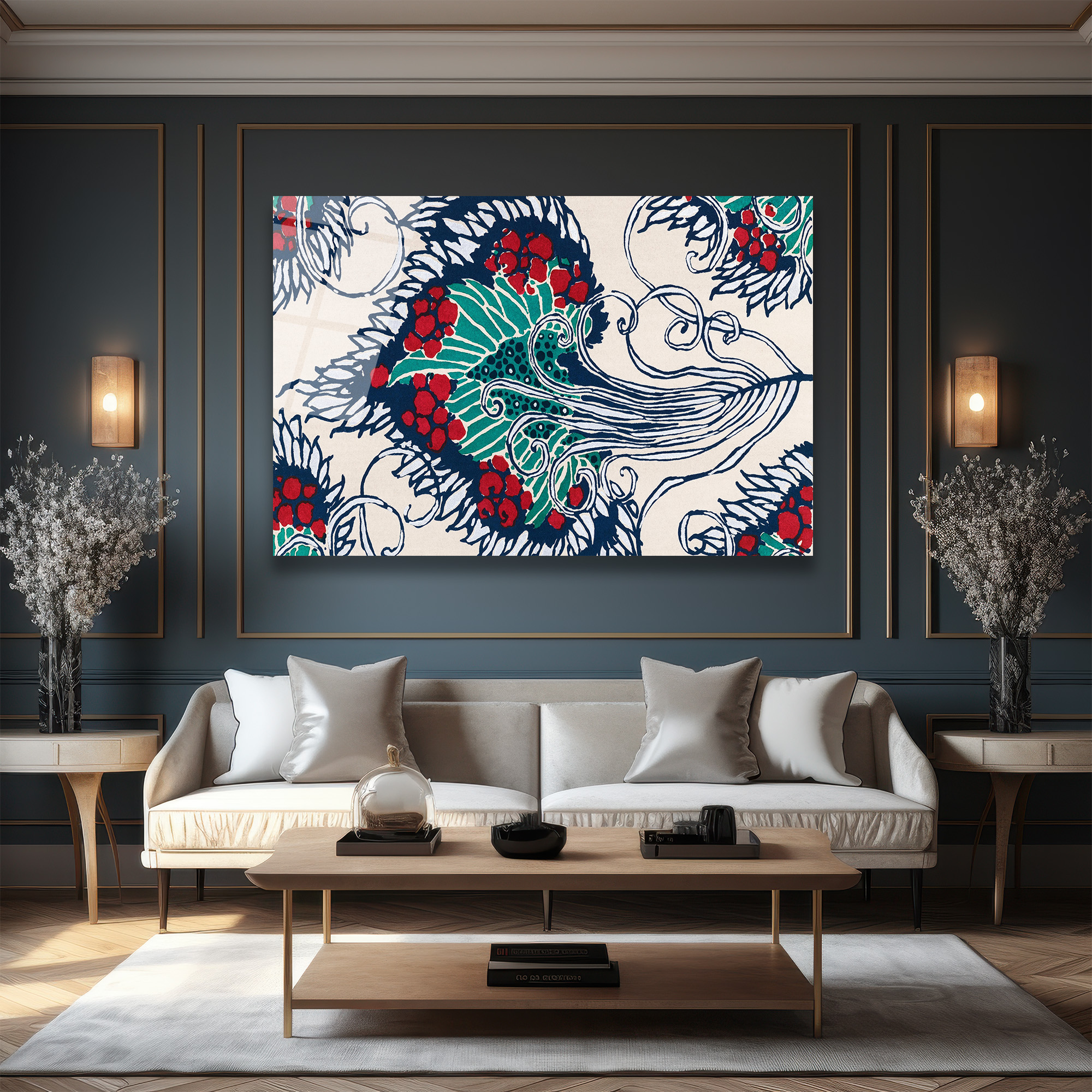 Batik Esintili Canlı Renkler Cam Tablo - Glazella Batik Esintili Canlı Renkler Cam Tablo - Glazella