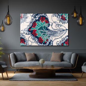 Batik Esintili Canlı Renkler Cam Tablo - Glazella Batik Esintili Canlı Renkler Cam Tablo - Glazella