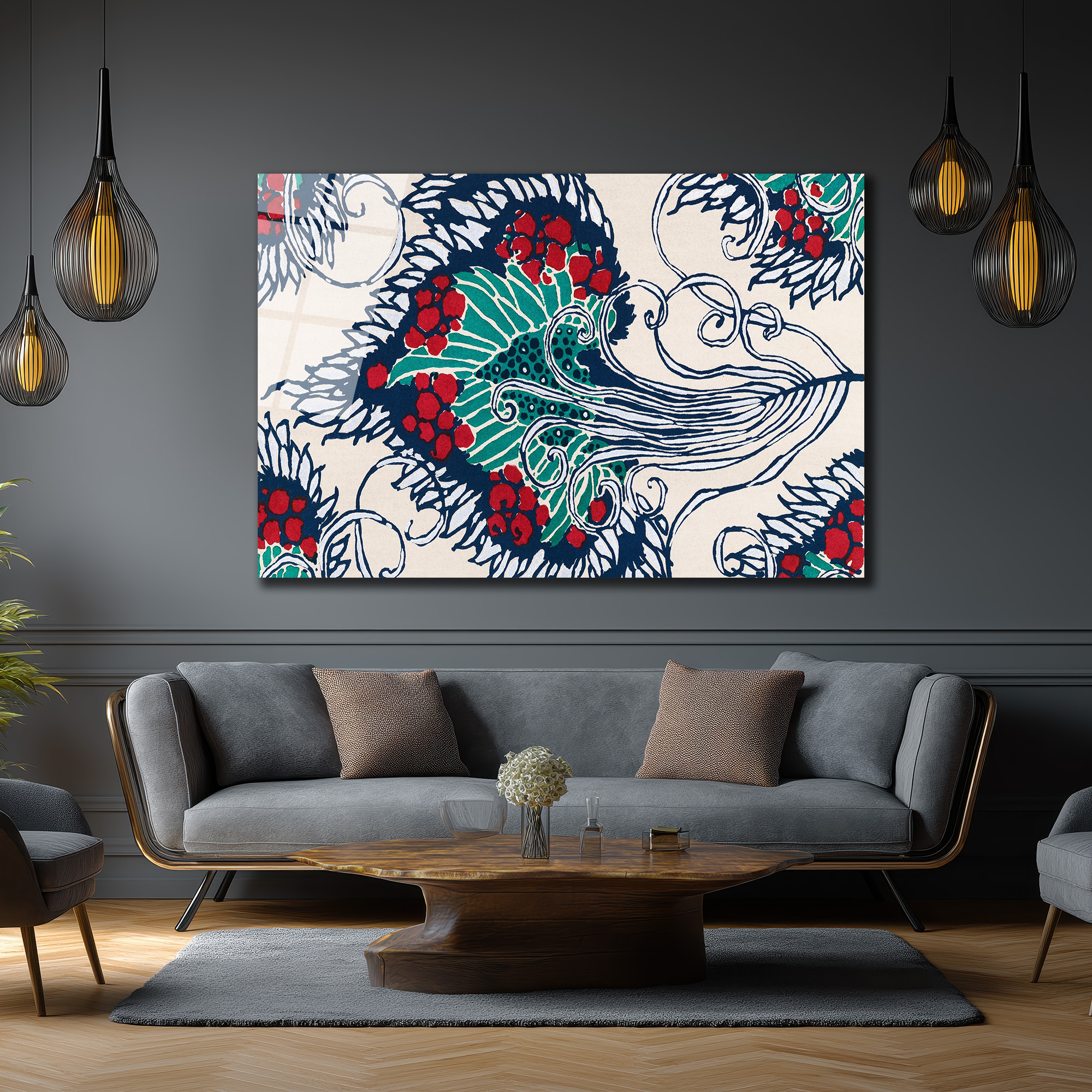 Batik Esintili Canlı Renkler Cam Tablo - Glazella Batik Esintili Canlı Renkler Cam Tablo - Glazella