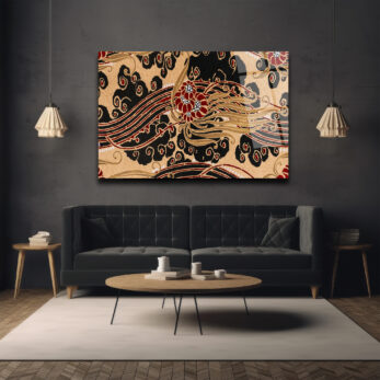 Art Nouveau Esintili Siyah Kırmızı Altın Desenli Cam Tablo - Glazella Art Nouveau Esintili Siyah Kırmızı Altın Desenli Cam Tablo - Glazella