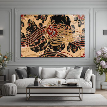 Art Nouveau Esintili Siyah Kırmızı Altın Desenli Cam Tablo - Glazella Art Nouveau Esintili Siyah Kırmızı Altın Desenli Cam Tablo - Glazella