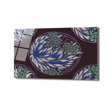 Art Nouveau Esintili Botanik Desenli Cam Tablo - Glazella