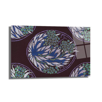 Art Nouveau Esintili Botanik Desenli Cam Tablo - Glazella