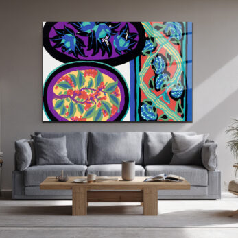 Canlı Desenler ile Modern Sanat Cam Tablo - Glazella