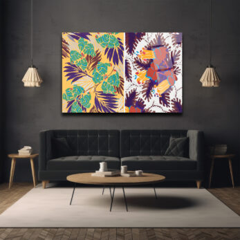 Canlı Botanik Desenli Modern Sanat Cam Tablo - Glazella