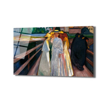 Edvard Munch Köprüdeki Kızlar Sanatsal Cam Tablo - Glazella
