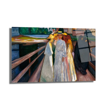 Edvard Munch Köprüdeki Kızlar Sanatsal Cam Tablo - Glazella