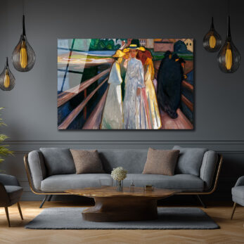Edvard Munch Köprüdeki Kızlar Sanatsal Cam Tablo - Glazella