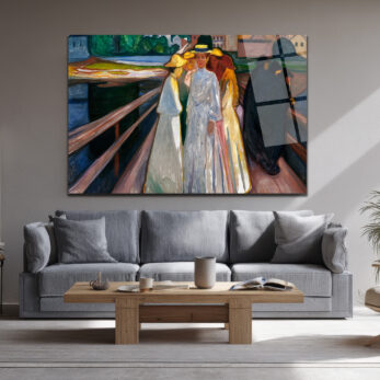 Edvard Munch Köprüdeki Kızlar Sanatsal Cam Tablo - Glazella