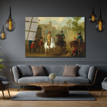 Barok Atlı Figürler Temalı Sanat Eseri Cam Tablo - Glazella