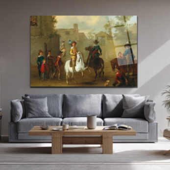 Barok Atlı Figürler Temalı Sanat Eseri Cam Tablo - Glazella