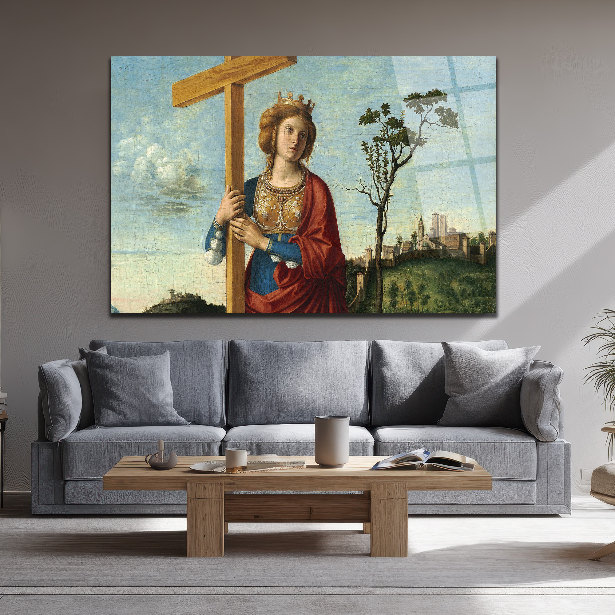 Rönesans Kraliçesi ve Haç Temalı Sanat Cam Tablo - Glazella Rönesans Kraliçesi ve Haç Temalı Sanat Cam Tablo - Glazella