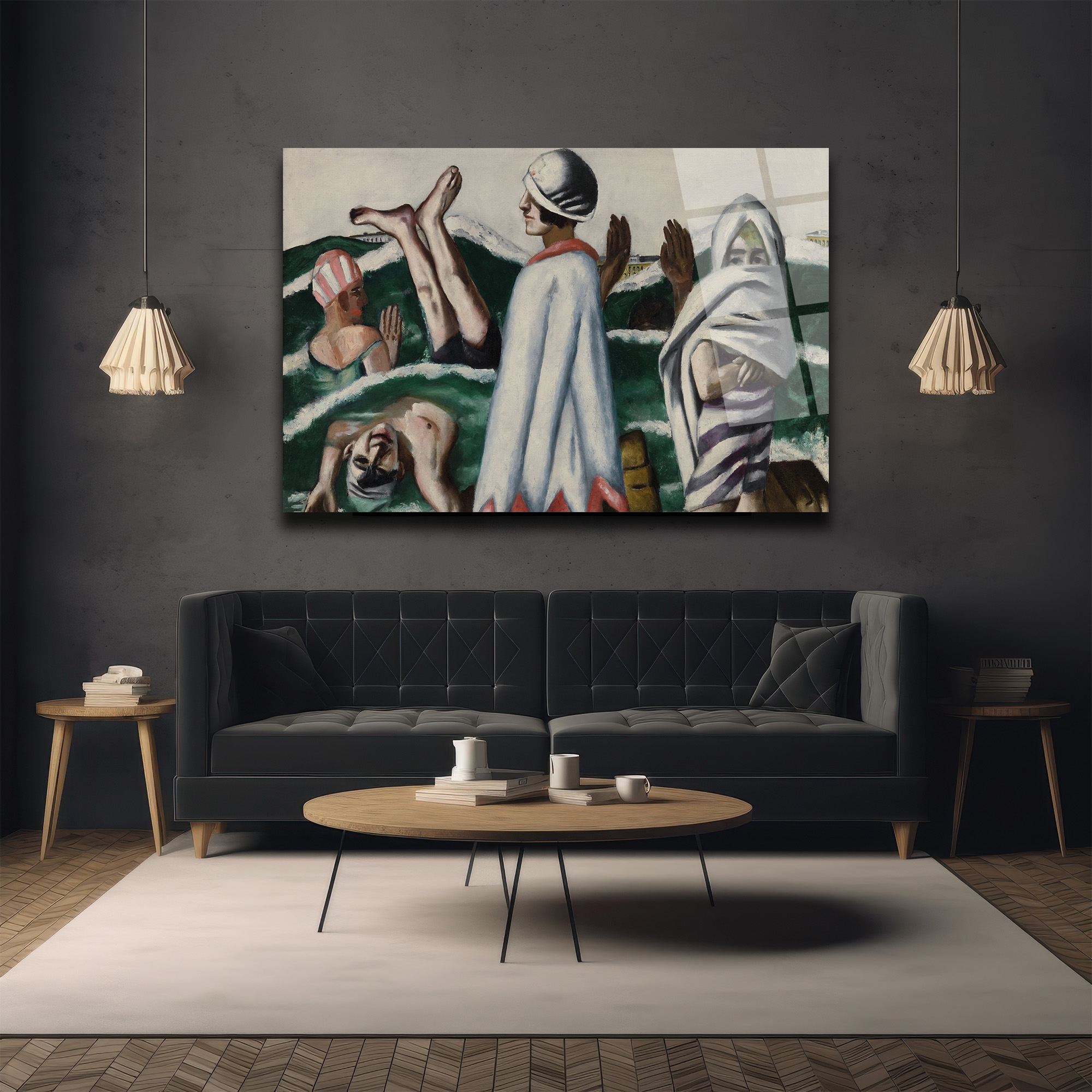 Yüzücüler ve Deniz: Modern Sanat Cam Tablo - Glazella Yüzücüler ve Deniz: Modern Sanat Cam Tablo - Glazella