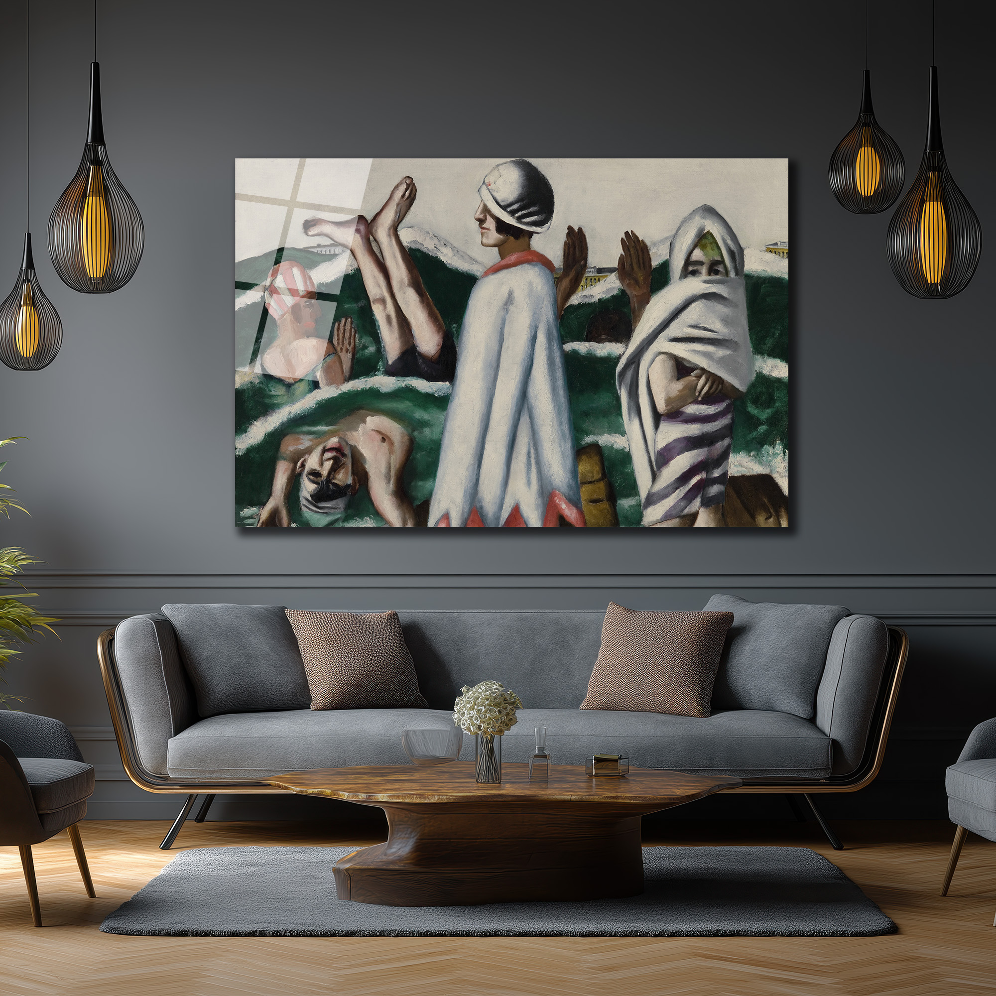Yüzücüler ve Deniz: Modern Sanat Cam Tablo - Glazella Yüzücüler ve Deniz: Modern Sanat Cam Tablo - Glazella