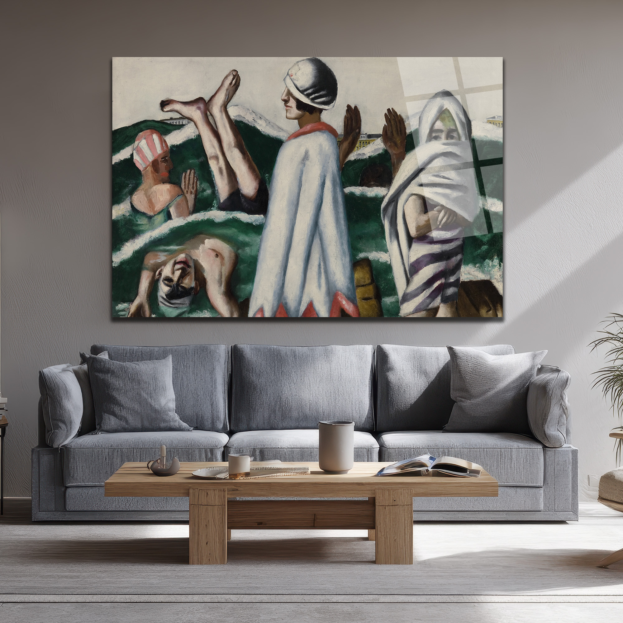 Yüzücüler ve Deniz: Modern Sanat Cam Tablo - Glazella Yüzücüler ve Deniz: Modern Sanat Cam Tablo - Glazella