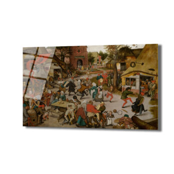 Bruegel'den Köylü Dansı Şaheseri Cam Tablo - Glazella