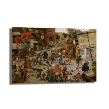 Bruegel'den Köylü Dansı Şaheseri Cam Tablo - Glazella