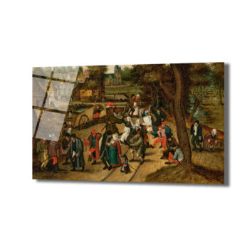 Bruegel Tarzı Köy Şenliği Cam Tablo - Canlı Tarihi Atmosfer - Glazella