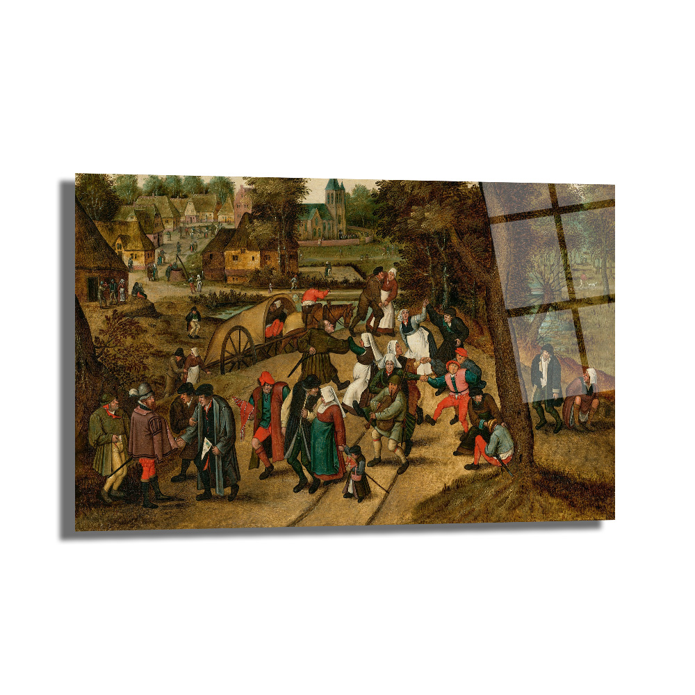 Bruegel Tarzı Köy Şenliği Cam Tablo - Canlı Tarihi Atmosfer - Glazella Bruegel Tarzı Köy Şenliği Cam Tablo - Canlı Tarihi Atmosfer - Glazella