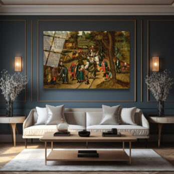 Bruegel Tarzı Köy Şenliği Cam Tablo - Canlı Tarihi Atmosfer - Glazella Bruegel Tarzı Köy Şenliği Cam Tablo - Canlı Tarihi Atmosfer - Glazella