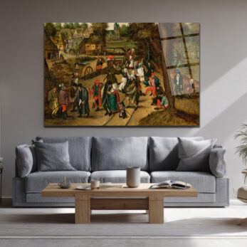 Bruegel Tarzı Köy Şenliği Cam Tablo - Canlı Tarihi Atmosfer - Glazella Bruegel Tarzı Köy Şenliği Cam Tablo - Canlı Tarihi Atmosfer - Glazella