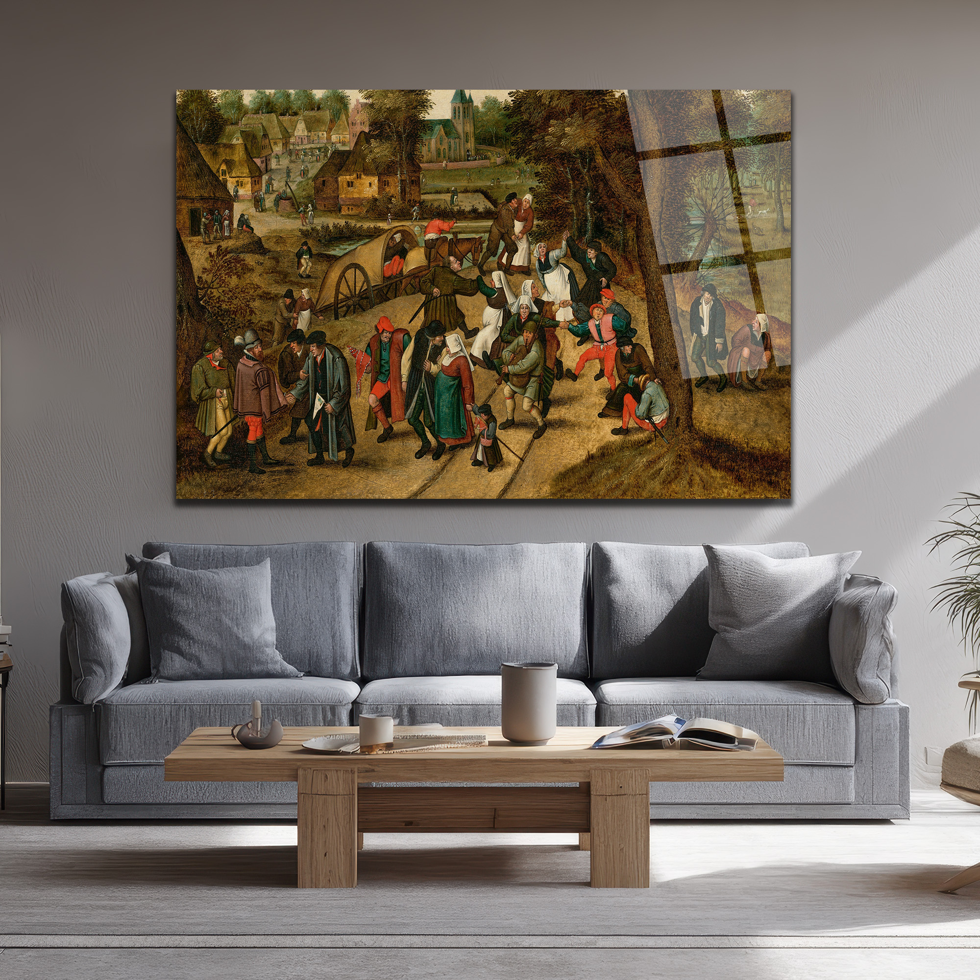Bruegel Tarzı Köy Şenliği Cam Tablo - Canlı Tarihi Atmosfer - Glazella Bruegel Tarzı Köy Şenliği Cam Tablo - Canlı Tarihi Atmosfer - Glazella