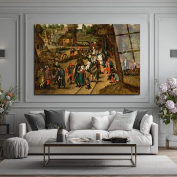 Bruegel Tarzı Köy Şenliği Cam Tablo - Canlı Tarihi Atmosfer - Glazella Bruegel Tarzı Köy Şenliği Cam Tablo - Canlı Tarihi Atmosfer - Glazella