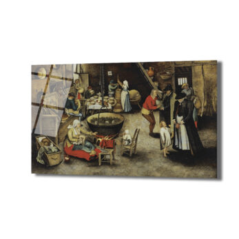 Bruegel Tarzı Köylü Yaşamı Temalı Sanatsal Cam Tablo - Glazella