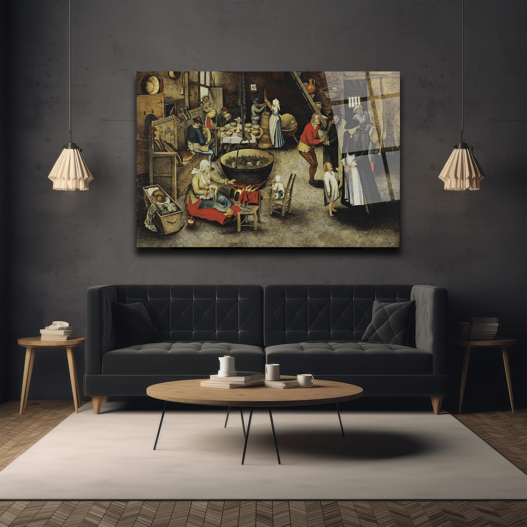 Bruegel Tarzı Köylü Yaşamı Temalı Sanatsal Cam Tablo - Glazella Bruegel Tarzı Köylü Yaşamı Temalı Sanatsal Cam Tablo - Glazella