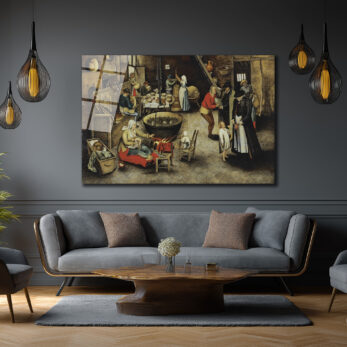 Bruegel Tarzı Köylü Yaşamı Temalı Sanatsal Cam Tablo - Glazella Bruegel Tarzı Köylü Yaşamı Temalı Sanatsal Cam Tablo - Glazella
