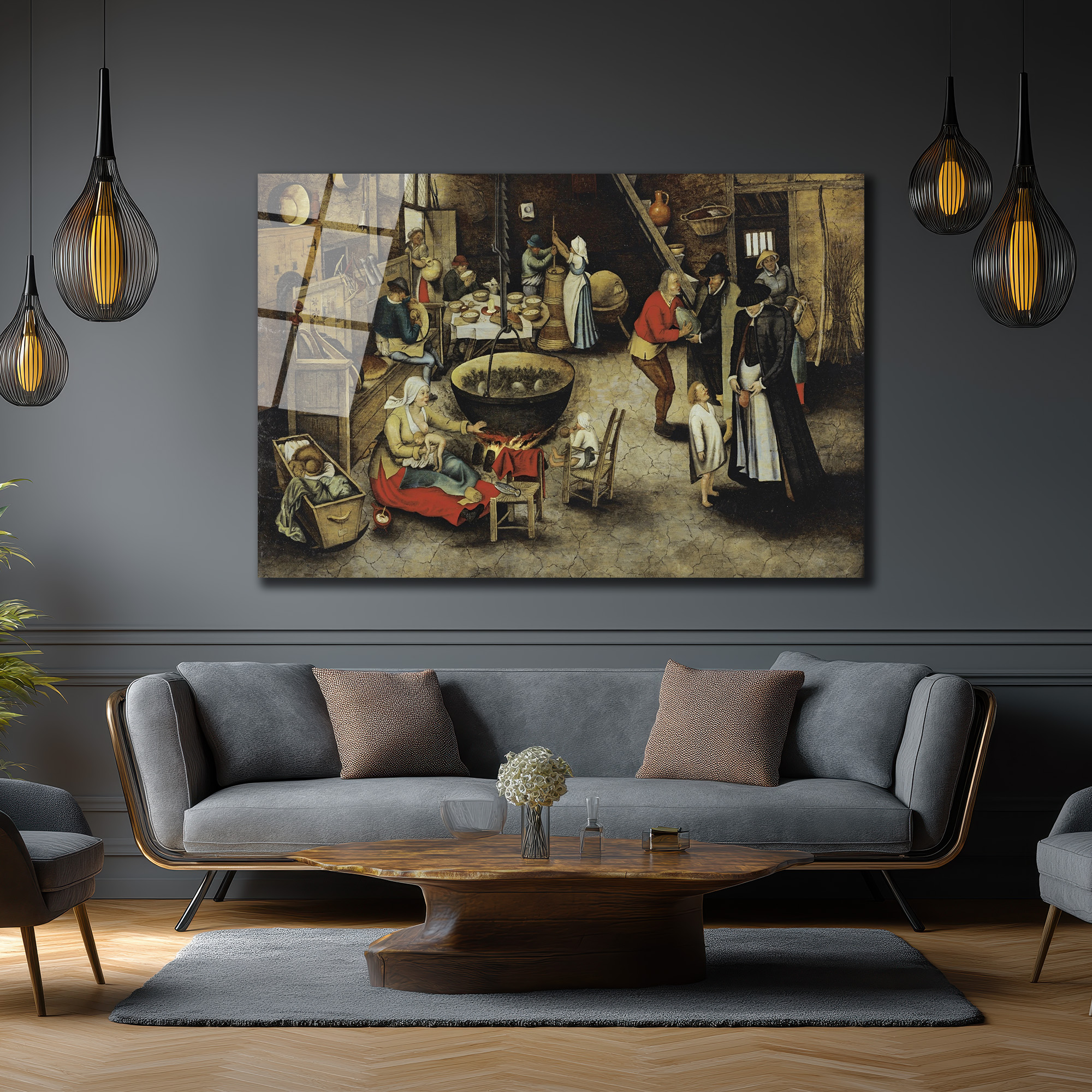 Bruegel Tarzı Köylü Yaşamı Temalı Sanatsal Cam Tablo - Glazella Bruegel Tarzı Köylü Yaşamı Temalı Sanatsal Cam Tablo - Glazella