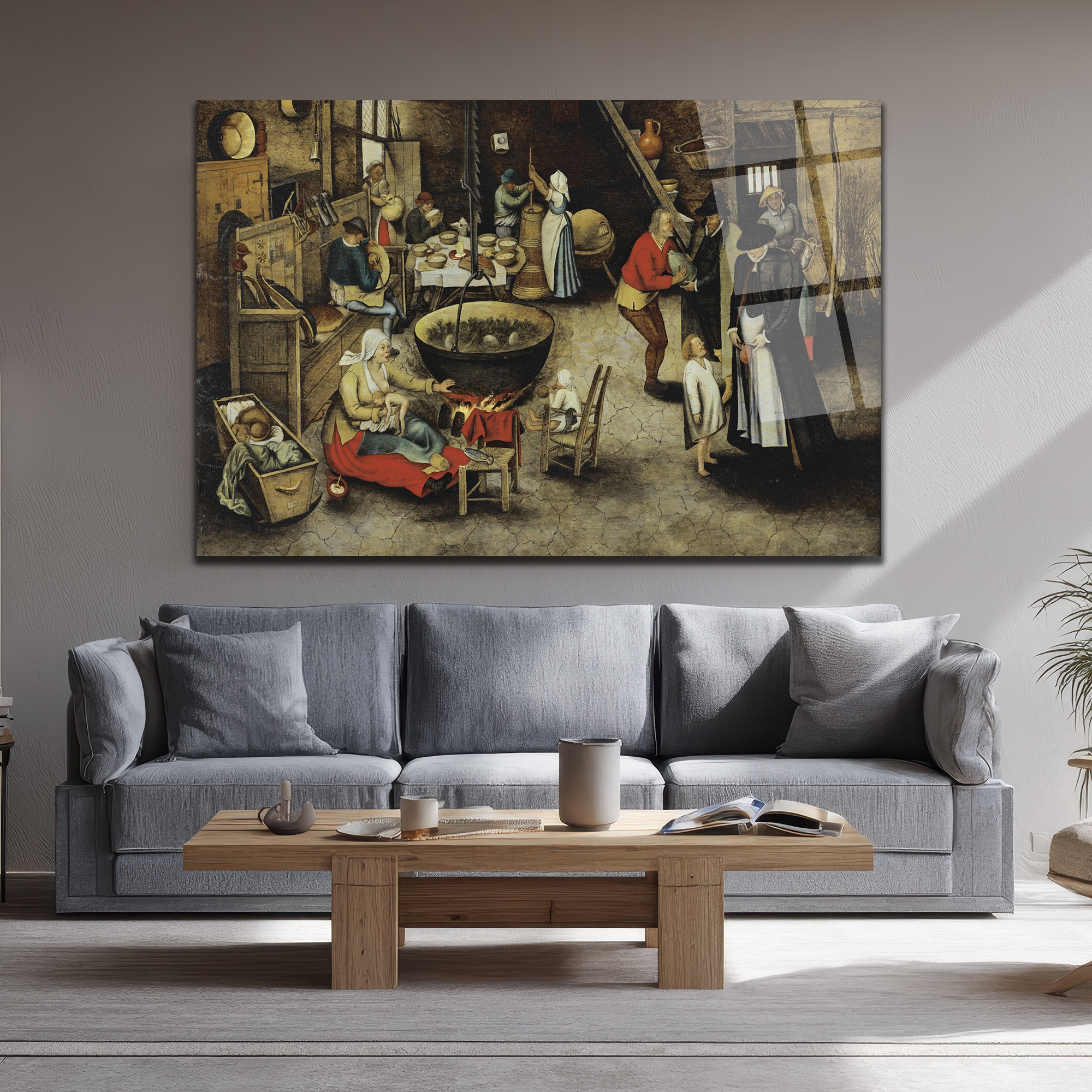 Bruegel Tarzı Köylü Yaşamı Temalı Sanatsal Cam Tablo - Glazella Bruegel Tarzı Köylü Yaşamı Temalı Sanatsal Cam Tablo - Glazella