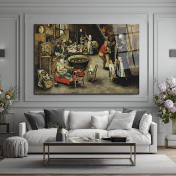 Bruegel Tarzı Köylü Yaşamı Temalı Sanatsal Cam Tablo - Glazella Bruegel Tarzı Köylü Yaşamı Temalı Sanatsal Cam Tablo - Glazella