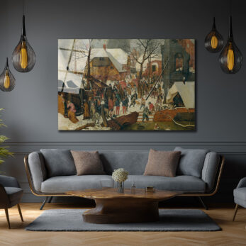 Bruegel Tarzı Kış Manzarası: Gizemli Işık Cam Tablo - Glazella Bruegel Tarzı Kış Manzarası: Gizemli Işık Cam Tablo - Glazella
