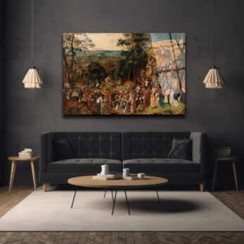 Bruegel Esintili Tarihi Kalabalık Sahne Cam Tablo - Glazella Bruegel Esintili Tarihi Kalabalık Sahne Cam Tablo - Glazella