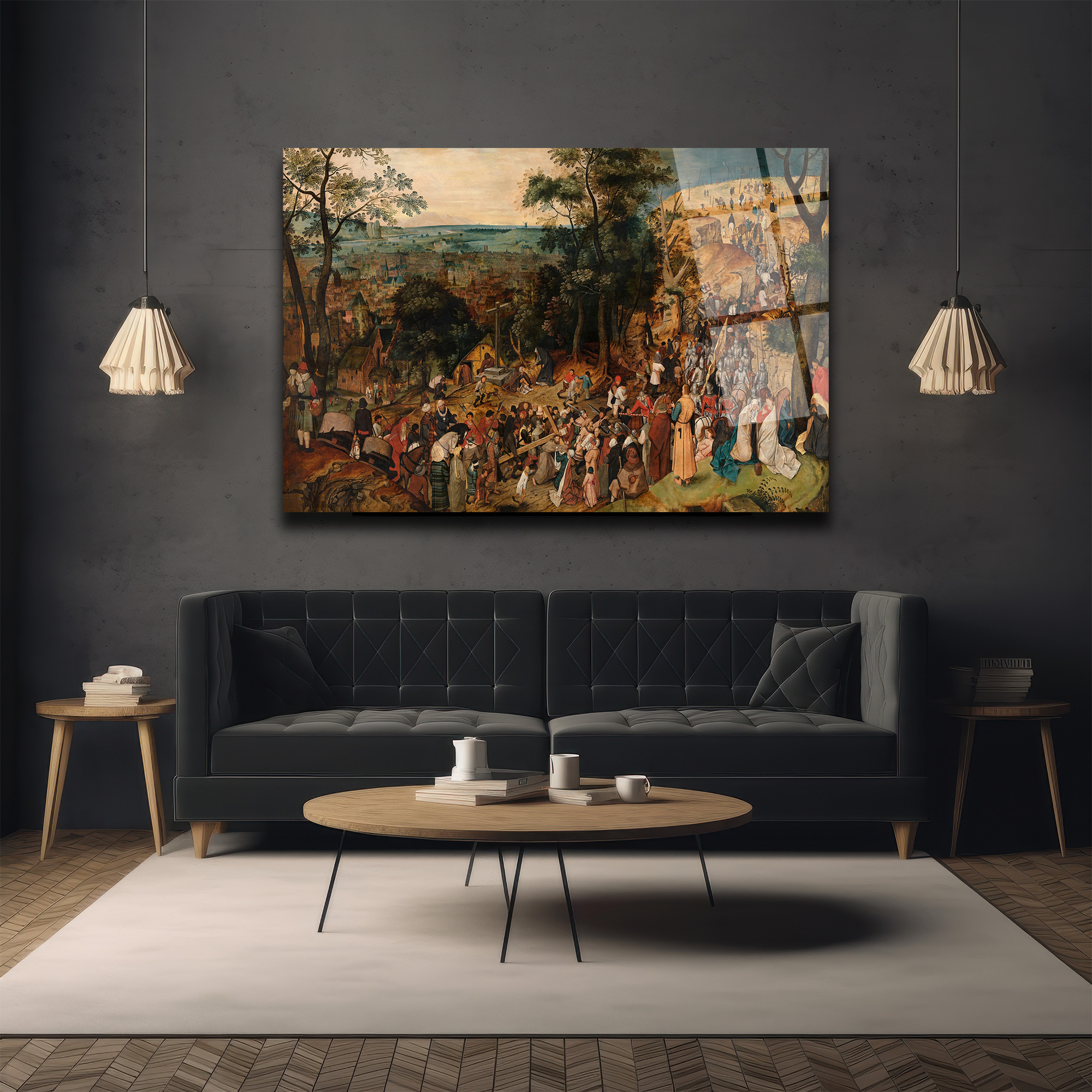 Bruegel Esintili Tarihi Kalabalık Sahne Cam Tablo - Glazella Bruegel Esintili Tarihi Kalabalık Sahne Cam Tablo - Glazella