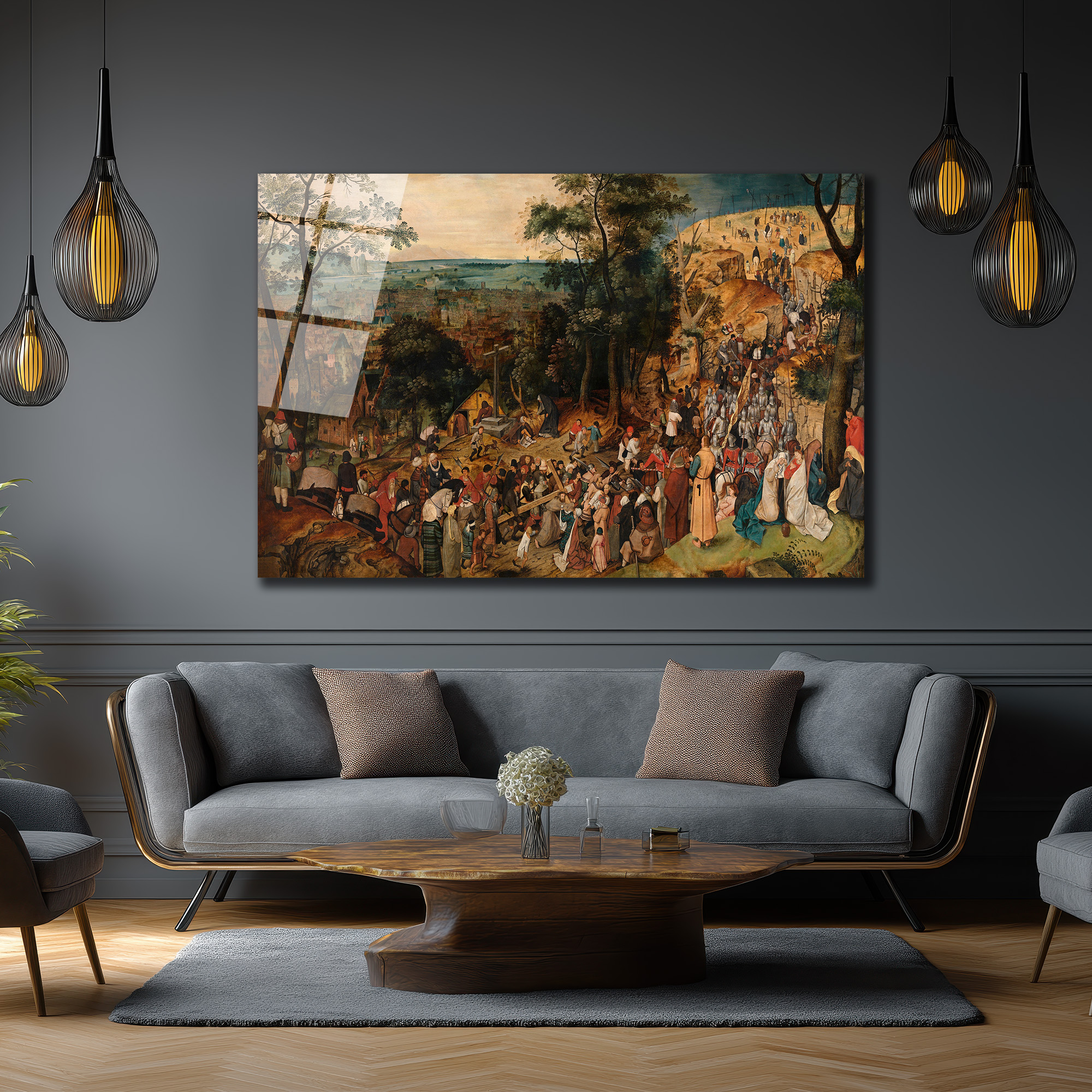 Bruegel Esintili Tarihi Kalabalık Sahne Cam Tablo - Glazella Bruegel Esintili Tarihi Kalabalık Sahne Cam Tablo - Glazella