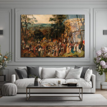 Bruegel Esintili Tarihi Kalabalık Sahne Cam Tablo - Glazella Bruegel Esintili Tarihi Kalabalık Sahne Cam Tablo - Glazella
