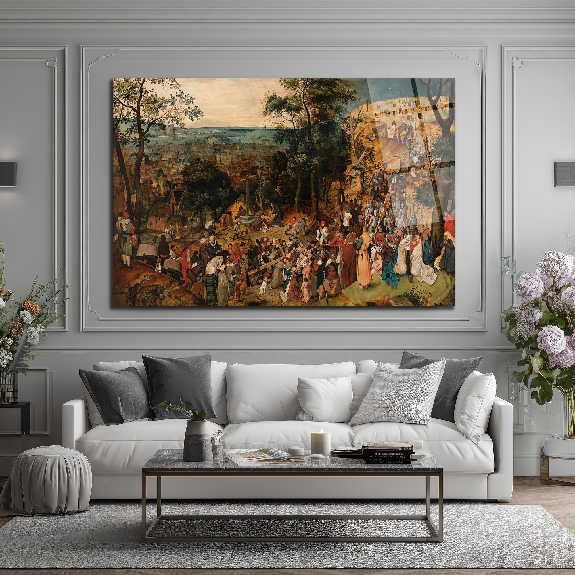 Bruegel Esintili Tarihi Kalabalık Sahne Cam Tablo - Glazella Bruegel Esintili Tarihi Kalabalık Sahne Cam Tablo - Glazella