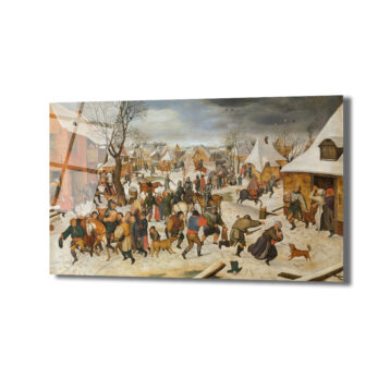 Kış Köyü Senfonisi: Bruegel Tarzı Sanatsal Cam Tablo - Glazella