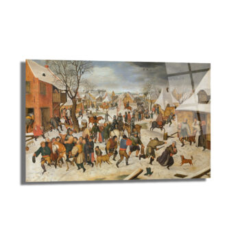 Kış Köyü Senfonisi: Bruegel Tarzı Sanatsal Cam Tablo - Glazella