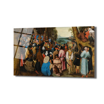Bruegel Tarzı Kalabalık Vaaz Sahnesi Cam Tablo - Sanatsal Duvar Dekoru - Glazella