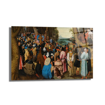 Bruegel Tarzı Kalabalık Vaaz Sahnesi Cam Tablo - Sanatsal Duvar Dekoru - Glazella