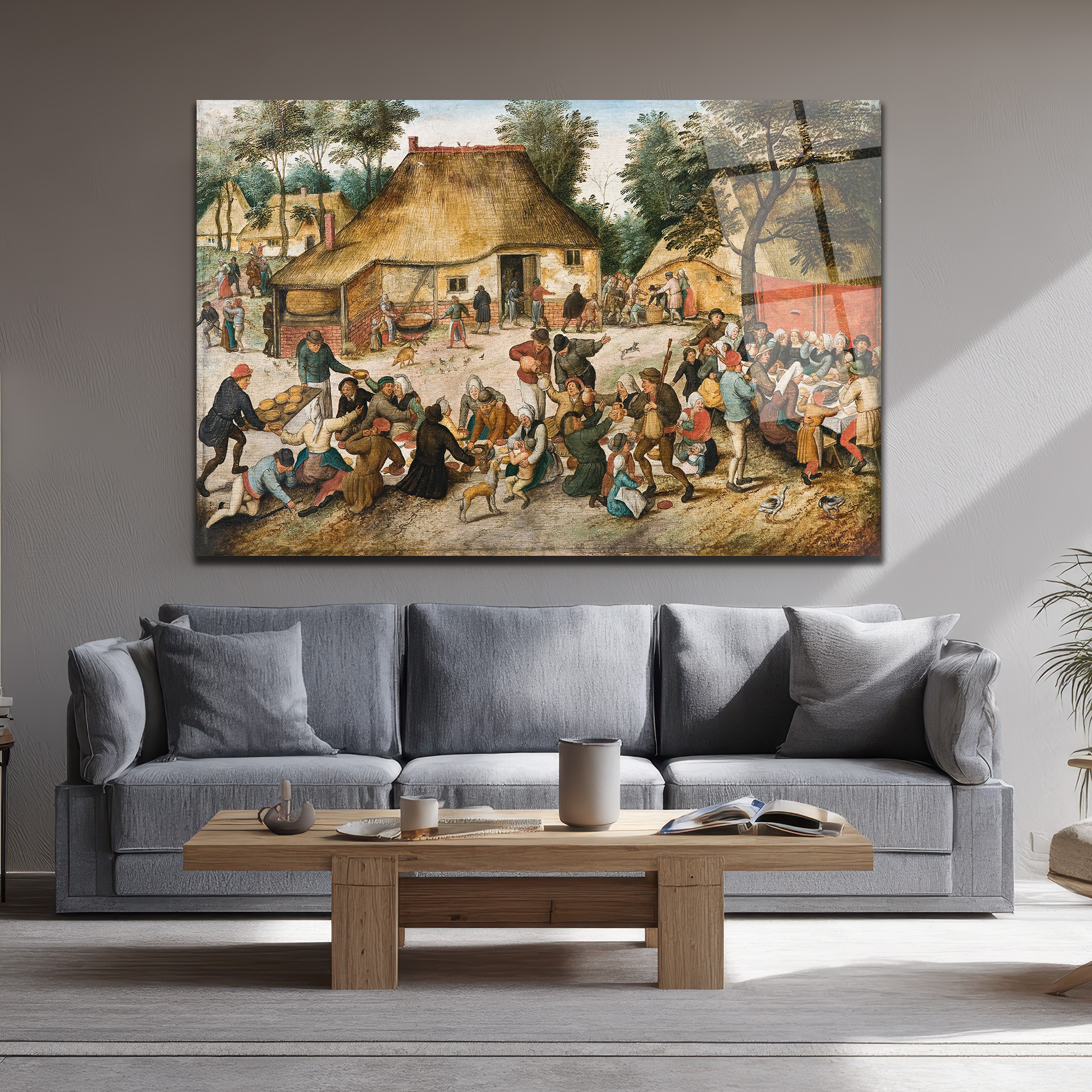 Bruegel Tarzı Köy Şenliği Cam Tablo: Rustik Yaşamın Canlılığı - Glazella Bruegel Tarzı Köy Şenliği Cam Tablo: Rustik Yaşamın Canlılığı - Glazella