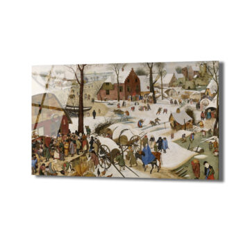 Bruegel Tarzı Kış Köyü Manzarası Temperli Cam Tablo - Glazella