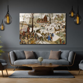 Bruegel Tarzı Kış Köyü Manzarası Temperli Cam Tablo - Glazella Bruegel Tarzı Kış Köyü Manzarası Temperli Cam Tablo - Glazella