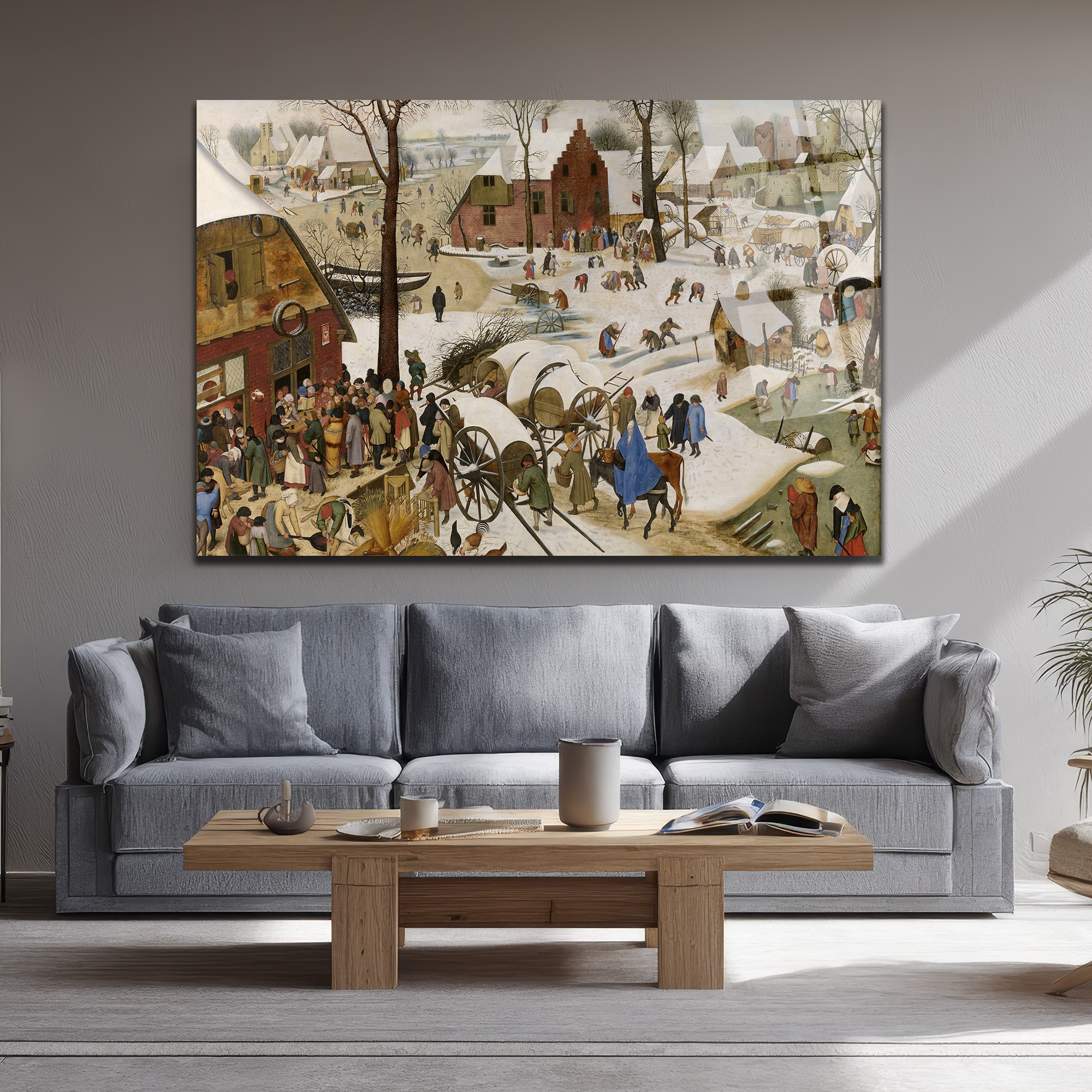 Bruegel Tarzı Kış Köyü Manzarası Temperli Cam Tablo - Glazella Bruegel Tarzı Kış Köyü Manzarası Temperli Cam Tablo - Glazella