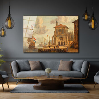 Tarihi Liman Manzarası Klasik Sanat Cam Tablo - Glazella Tarihi Liman Manzarası Klasik Sanat Cam Tablo - Glazella
